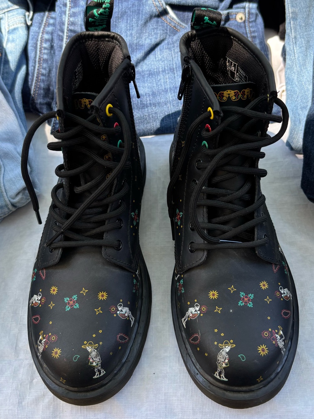 Dr. Martens Black Floral & Skull Lace-Up Boots